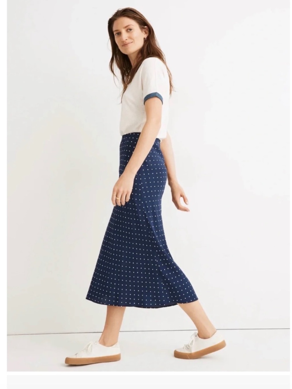 NWT Madewell Midi Slip Skirt Polka Dot Bengali Indigo Size 6 - Picture 3 of 7